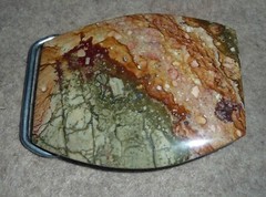 Handcrafted Buckle & Bola set Owyhee stone Green & Brown Natural stone