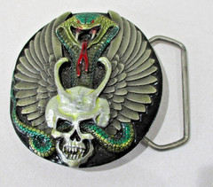 Vintage Bad Boy Skull Snake Wings Belt Buckle Indiana Metal Craft