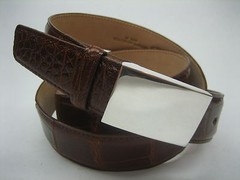 Sterling silver 925 buckle w/30 MM Genuine Alligator belt size 32 to 44 U.S.A.