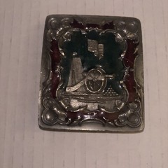 V1975 Bergamont Brass & Enamel Works Civil War Cannon Buckle F132 Made in USA
