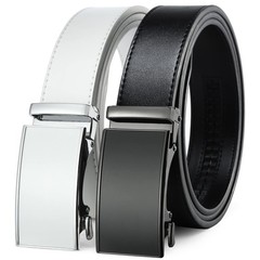 2 Pack Ratchet Belt 1 3/8&Prime;, Leather Dress with Click Black/White