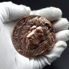 Lost-Wax Casting Copper Lion Round Belt Buckle (Belt Not Included) Men&rsquo;s Buckle