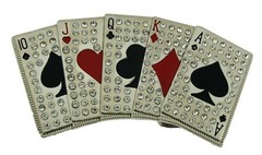 Royal Flush Blinged Iced Style Silver Rhinestone Las Vegas Poker Belt Buckle New