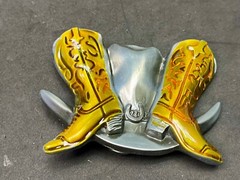 Boots And Hat – Country Western Cowboy Cowgirl Cut Out Vintage Belt Buckle