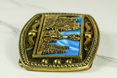 Stag and Trees in Moonlight brass belt buckle western