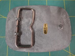 Vintage Style Cream and Maroon Guitar Headstock Belt Buckle