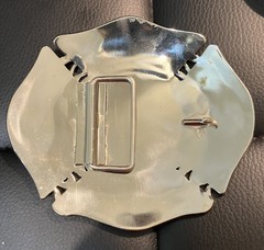Fireman’s German silver, brass and Copper hand engraved belt buckle