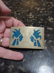 Southwestern Alpaca Mexico Native Boho Inlay Turquoise Indian Belt Buckle Navajo