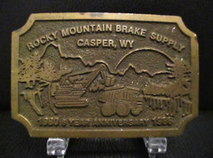 Rocky Mountain Brake Supply 6th Anniv 1986 Belt Buckle Casper WY Excavator Truck