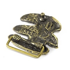 Handmade brass belt buckle Fighting Falcon, Solid hunting hawk sculptural