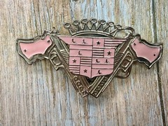 Guns Crown Shield Trucker Cadillac Grill Pink Enamel Belt Buckle Bottle Opener