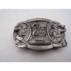 Vintage 1983 Bergamot Brass Works American Football Pewter Belt Buckle USA Made