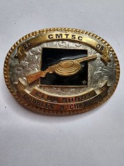 Cheyenne Trap And Shoot Club Trophy Belt Buckle 2005 Singles Vet Skeet Champion