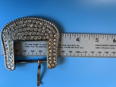 Shiny Rhinestone Western Belt Buckles Silver Metal 1.5 In Lot Of 4