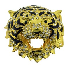 Men Women Belt Buckle Snake Animal Lion Tiger Leopard Metal Black Panther Logo