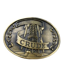 Crude Oil Vintage Brass Belt Buckle Gold