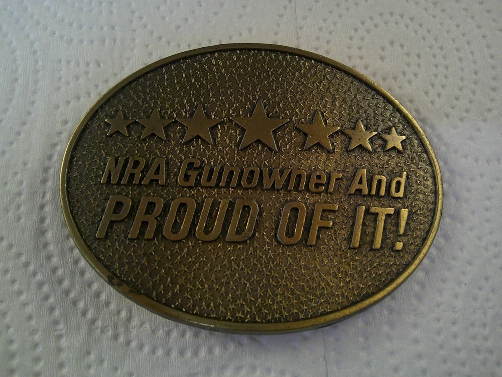 Norman Foundry NRA Gunowner & Proud Of It Belt Buckle Solid Brass