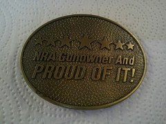 Norman Foundry NRA Gunowner & Proud Of It Belt Buckle Solid Brass