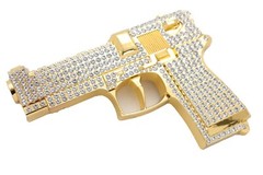 Gun Belt Buckle Rhinestones Gold Metal Iced Men Fashion Pistol Real Cowboy Style