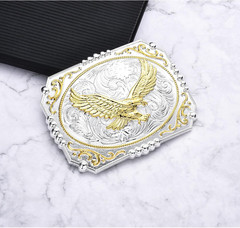 Vintage Belt Buckles for Men, Golden Soaring Eagle Bull Large Western Belt Buckl