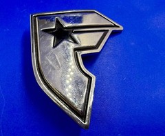 Famous Stars and Straps F Logo Belt Buckle Silver Black Metal Y2K