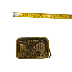 1930 to 1980 Sanford Coop 50 Years Metal Belt Buckle Hit Line