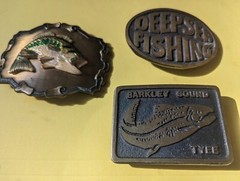 3 Vintage Collectible Fishing Theme Rainbow Metals Belt Buckle Plus