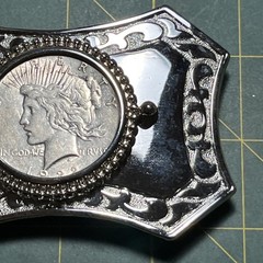 1922 vintage PEACE silver dollar WESTERN belt buckle COIN american RODEO cowboy