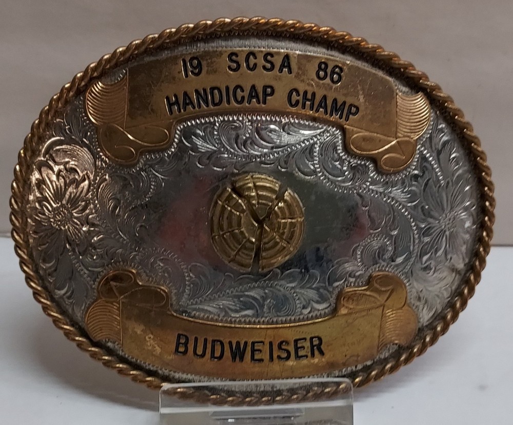 1986 – SCSA – HANDICAP CHAMP – BUDWEISER – BELT BUCKLE – listing # 9565