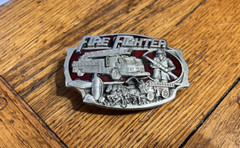 VINTAGE FIRE FIGHTER BELT BUCKLE 1989 ARROYO GRANDE RED USA AG-13