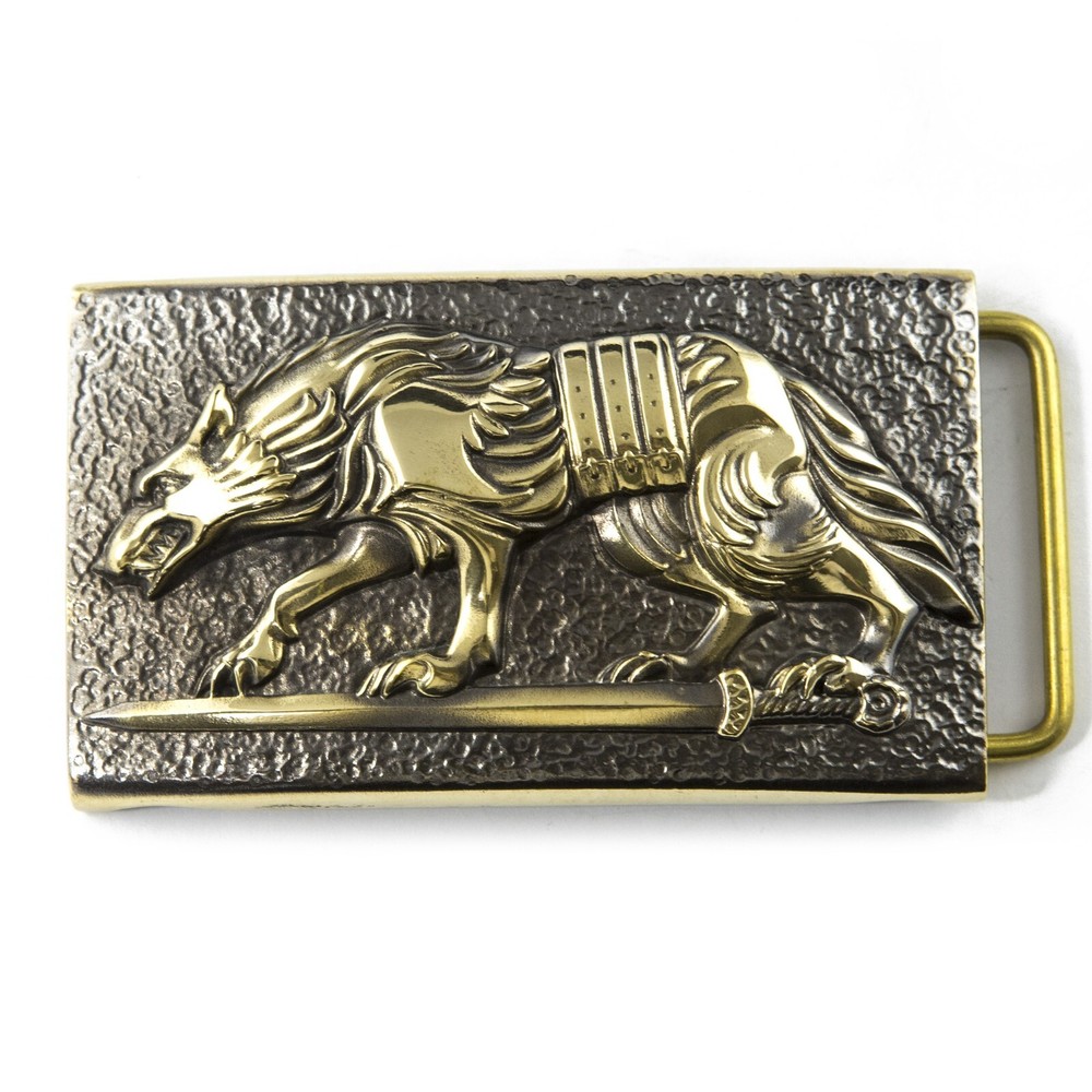 Belt buckle « Werewolf », Military brass belt buckle; Wolf buckle,