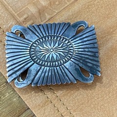 Vintage Navajo Sterling Silver Belt Buckle Signed LC Sunburst Concho 34g 1.2oz