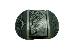 Belt Buckle Lighter Silver Gun Skull Revolver Target Belt width 1.5&Prime; NEW