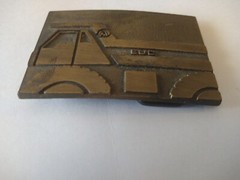 VTG RJ Brass Belt Buckle ECU Transportation Hauling Earth Moving Truck Good Cond