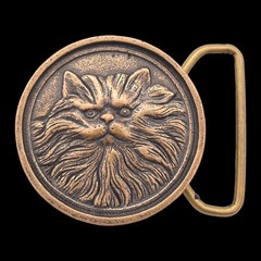 Solid Brass 1970s Cat Vintage Belt Buckle