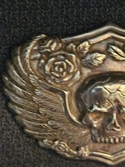 Vintage Silver Skull Belt Buckle With Wings And Roses Biker Gothic