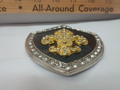 New Silver Gold Black Shield Shaped Metal Belt Buckle Rhinestones Fluer De Lis