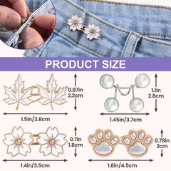 Winsyison 4pcs Pant Waist Tightener, Adjustable White & Silver