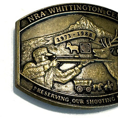 Vintage Brass Belt Buckle NRA Whittington Center 1973-1988 Made in USA