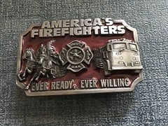 America’s Firefighters – Ever Ready, Ever Willing red Belt Buckle Siskiyou