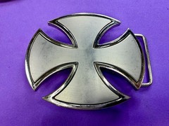 Maltese Celtic Iron Cross Gothic Punk Biker Vibe Cutout Outlined Belt Buckle