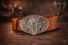 Celtic Wolf Head Belt Buckle, Zamak Alloy, Fits 1.5 Inch Belt