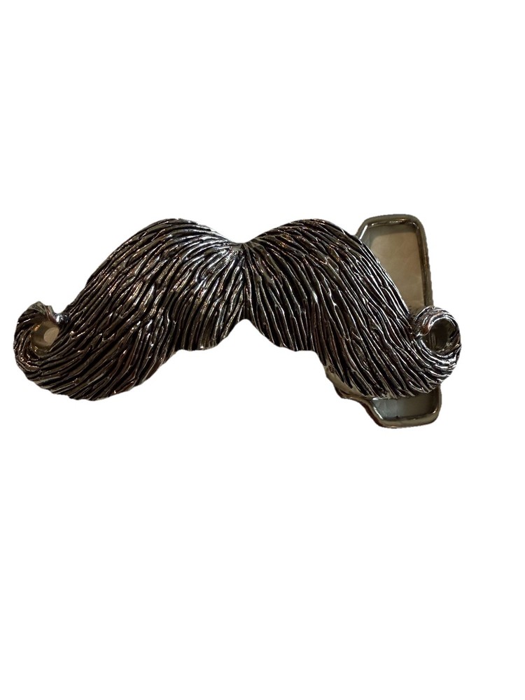 Buckle Rage Handlebar Mustache Novelty Belt Buckle Silver Tone Hipster Kitsched