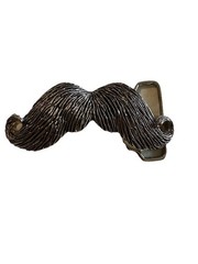 Buckle Rage Handlebar Mustache Novelty Belt Buckle Silver Tone Hipster Kitsched