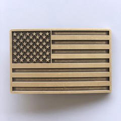 Antique Bronze American US Flag Rectangle Belt Buckle also Stock in the US