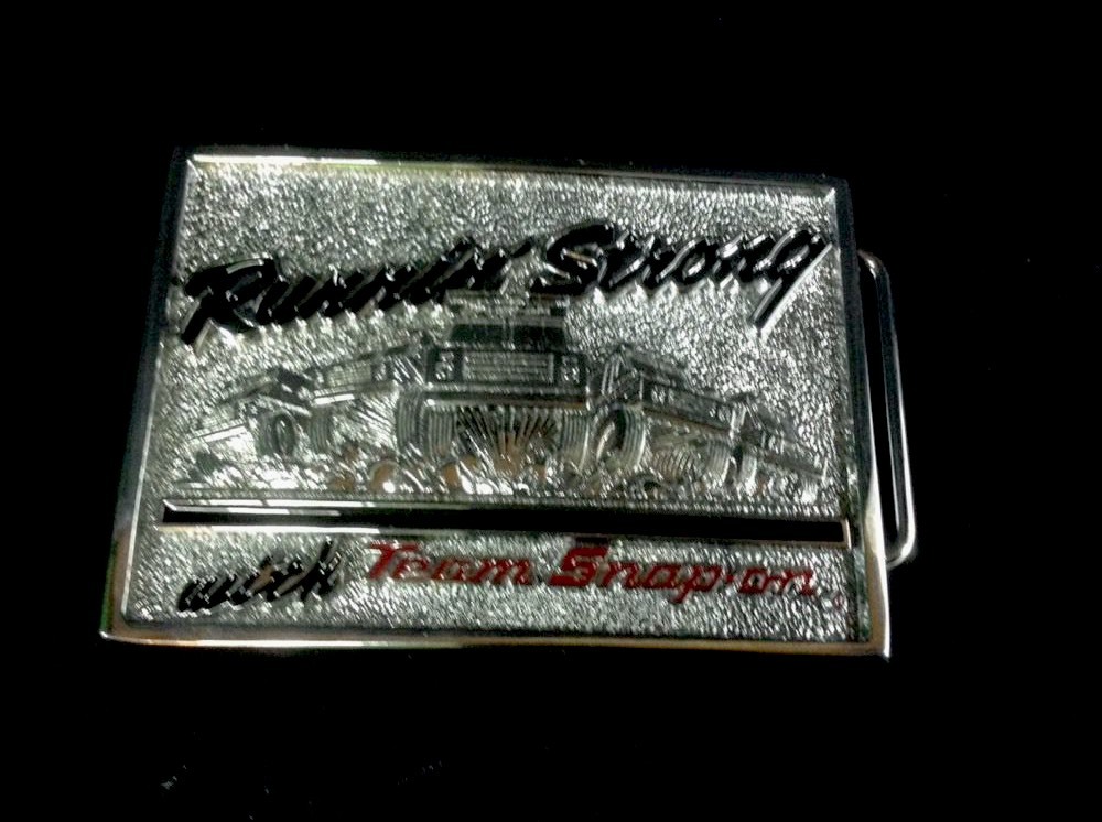 Snap On Belt Buckle Running Strong Chrome on Brass SSX-1176