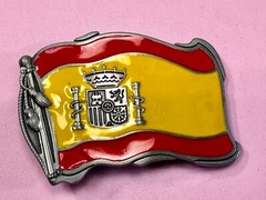 Spain Spanish Madrid Barcelona Flags Enameled Figural Patriotic Belt Buckles