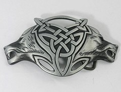 VIGOROSO Men Gothic Funny Lovely Celtic Wild Wolf Fox Double Head Belt Buckle