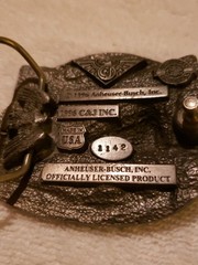 VINTAGE BUDWEISER BUCKLE CLYDESDALES KING OF BEERS EMBOSSED WAGON VGC