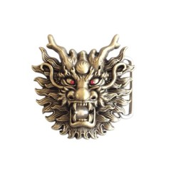 Vintage Bronze Plated Rhinestone Imitate Plastic Peal Dragon Belt Buckle